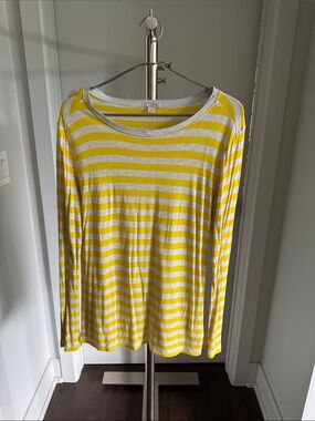 GAP Yellow and White Striped Long Sleeve Tee